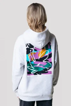 New Colourful Rebel Abstract Flower Hoodie | Light grey melange Lightgreymelange