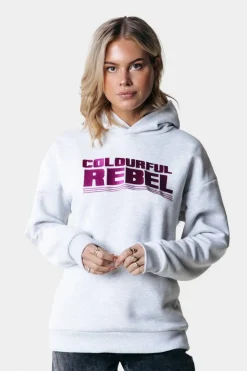 Hot Colourful Rebel Bold Embro Logo Hoodie | Light grey melange Lightgreymelange