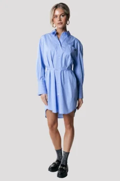 Fashion Colourful Rebel Brienna Striped Blouse Dress | Blue