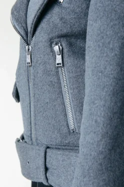 Outlet Colourful Rebel Elea Wool Biker Jacket | Medium grey melange Mediumgreymelange
