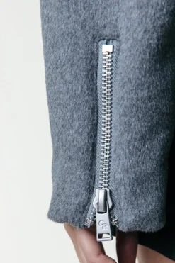 Outlet Colourful Rebel Elea Wool Biker Jacket | Medium grey melange Mediumgreymelange