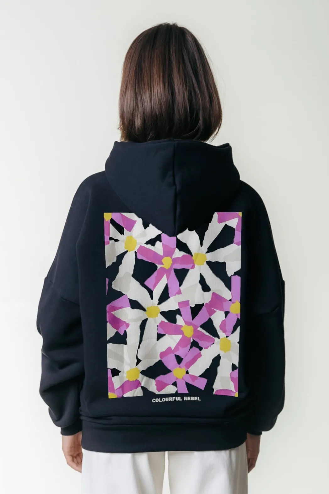 Best Colourful Rebel Flower Square Hoodie | Black
