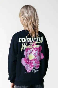 Hot Colourful Rebel Flower World Tour Sweat | Black