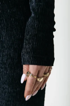 Hot Colourful Rebel Jewel Structure Velvet Top | Black