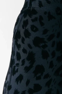 New Colourful Rebel Leopard Flock Mesh Flare Pants | Black