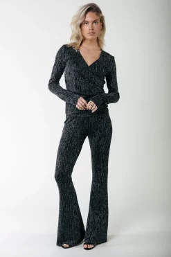 Fashion Colourful Rebel Lurex Stripe Flare Pants | Metallic silver Metallicsilver