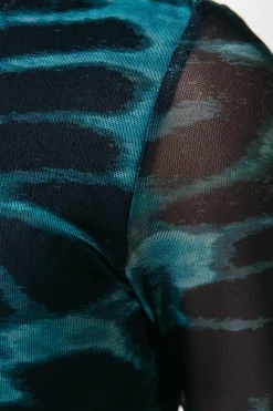 Hot Colourful Rebel Maude Animal Mesh Dress | Storm green Stormgreen