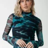 Clearance Colourful Rebel Neyo Animal Mesh Top | Storm green Stormgreen