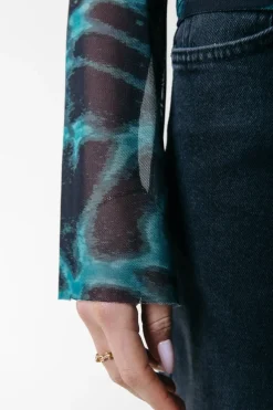 Clearance Colourful Rebel Neyo Animal Mesh Top | Storm green Stormgreen