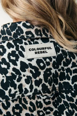 Outlet Colourful Rebel Olle Leopard Cropped Denim Blouse | Beige