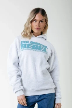 New Colourful Rebel Puff Logo Hoodie | Light grey melange Lightgreymelange