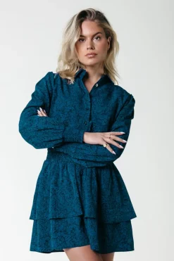 Clearance Colourful Rebel Sacha Floral Ruffle Dress | Deep Teal Deepteal