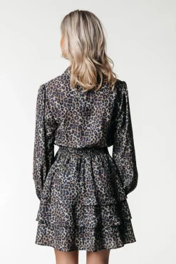 Outlet Colourful Rebel Sacha Leopard Ruffle Dress | Warm Brown Warmbrown