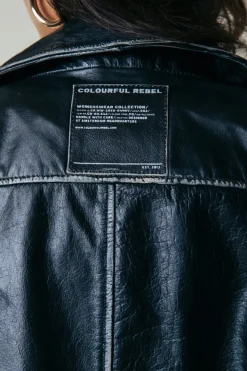 Sale Colourful Rebel Saige Leather Biker Jacket | Black