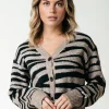 Fashion Colourful Rebel Shara Zebra Knitted Cardigan | Brown