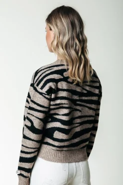 Fashion Colourful Rebel Shara Zebra Knitted Cardigan | Brown