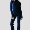Clearance Colourful Rebel Structure Velvet Flare | Peacoat Blue Peacoatblue
