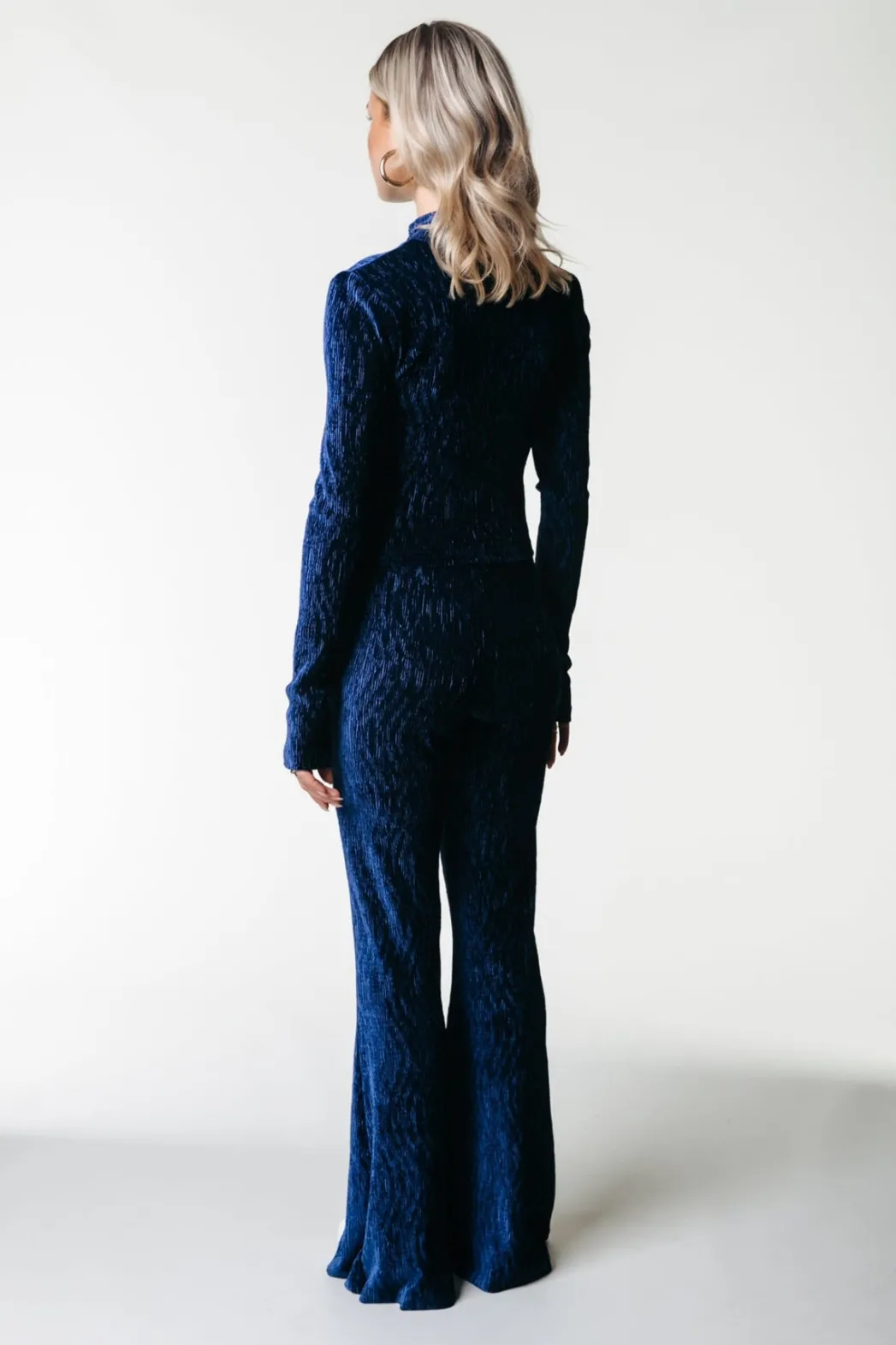 Clearance Colourful Rebel Structure Velvet Flare | Peacoat Blue Peacoatblue