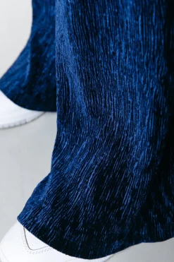 Clearance Colourful Rebel Structure Velvet Flare | Peacoat Blue Peacoatblue