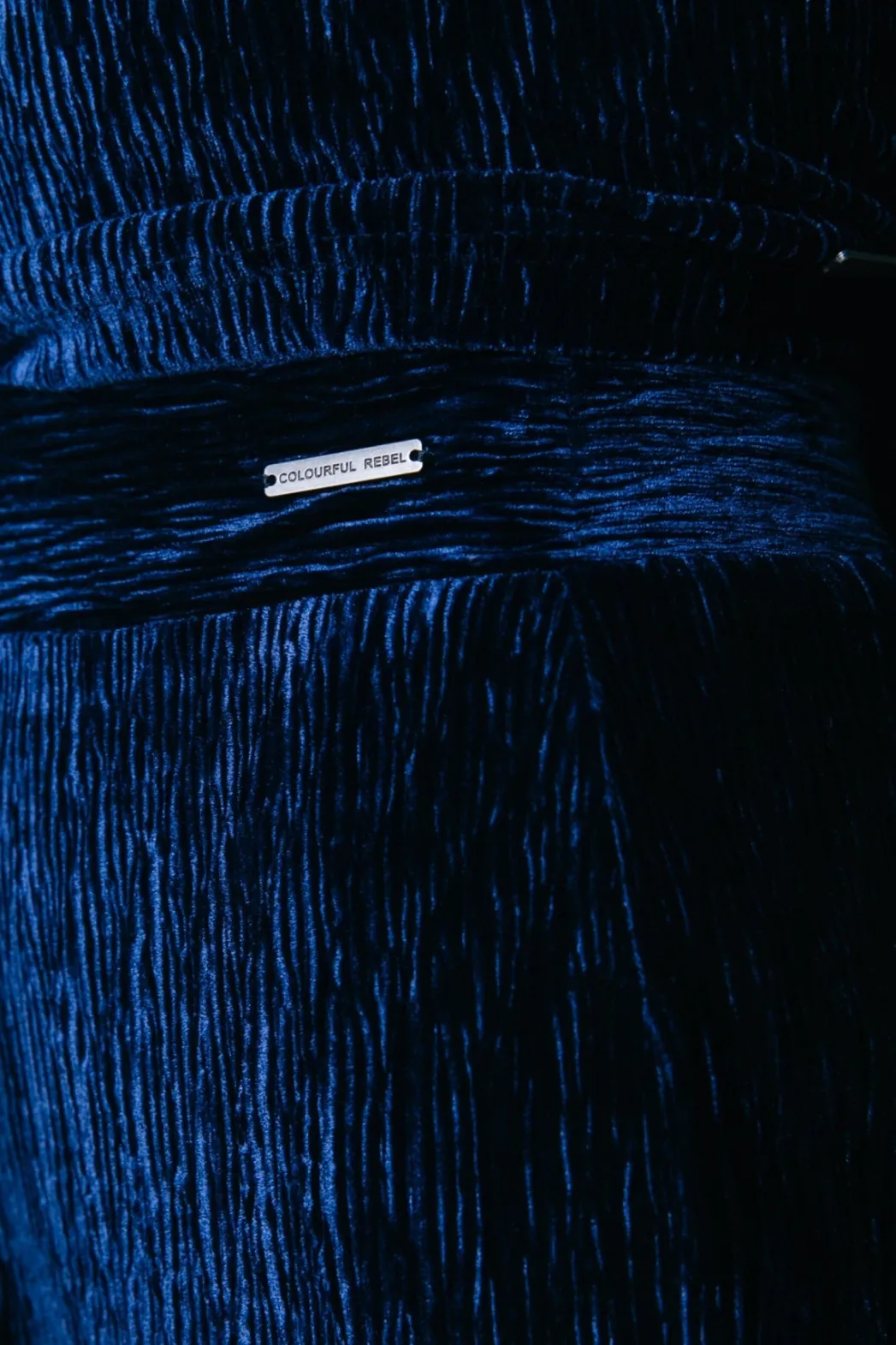 Clearance Colourful Rebel Structure Velvet Flare | Peacoat Blue Peacoatblue