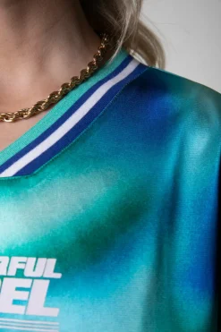 Hot Colourful Rebel Tayla Blurred Football T-shirt | Multicolor