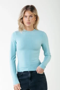 New Colourful Rebel Uni Fitted Longsleeve T-shirt | Mineral blue Mineralblue