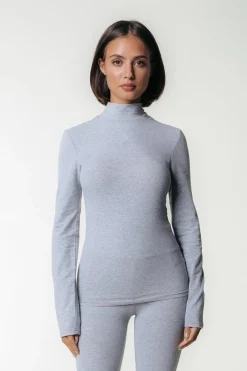 Hot Colourful Rebel Uni Fitted Turtleneck Top | Medium grey melange Mediumgreymelange