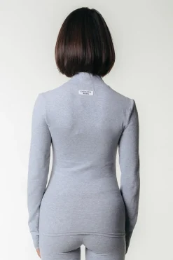 Hot Colourful Rebel Uni Fitted Turtleneck Top | Medium grey melange Mediumgreymelange