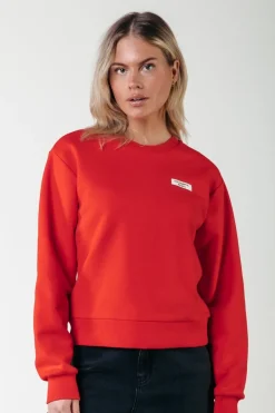 Clearance Colourful Rebel Uni Label Sweat | Scarlet Red Scarletred