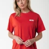 New Colourful Rebel Uni Label T-shirt | Scarlet Red Scarletred