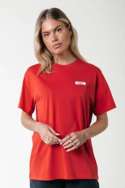 New Colourful Rebel Uni Label T-shirt | Scarlet Red Scarletred