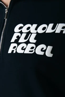 Sale Colourful Rebel Uni Logo Zip Sweat | Black