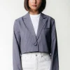Sale Colourful Rebel Winoah Stripe Cropped Blazer | Dark grey Darkgrey