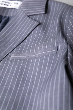 Sale Colourful Rebel Winoah Stripe Cropped Blazer | Dark grey Darkgrey