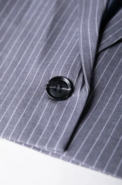 Sale Colourful Rebel Winoah Stripe Cropped Blazer | Dark grey Darkgrey